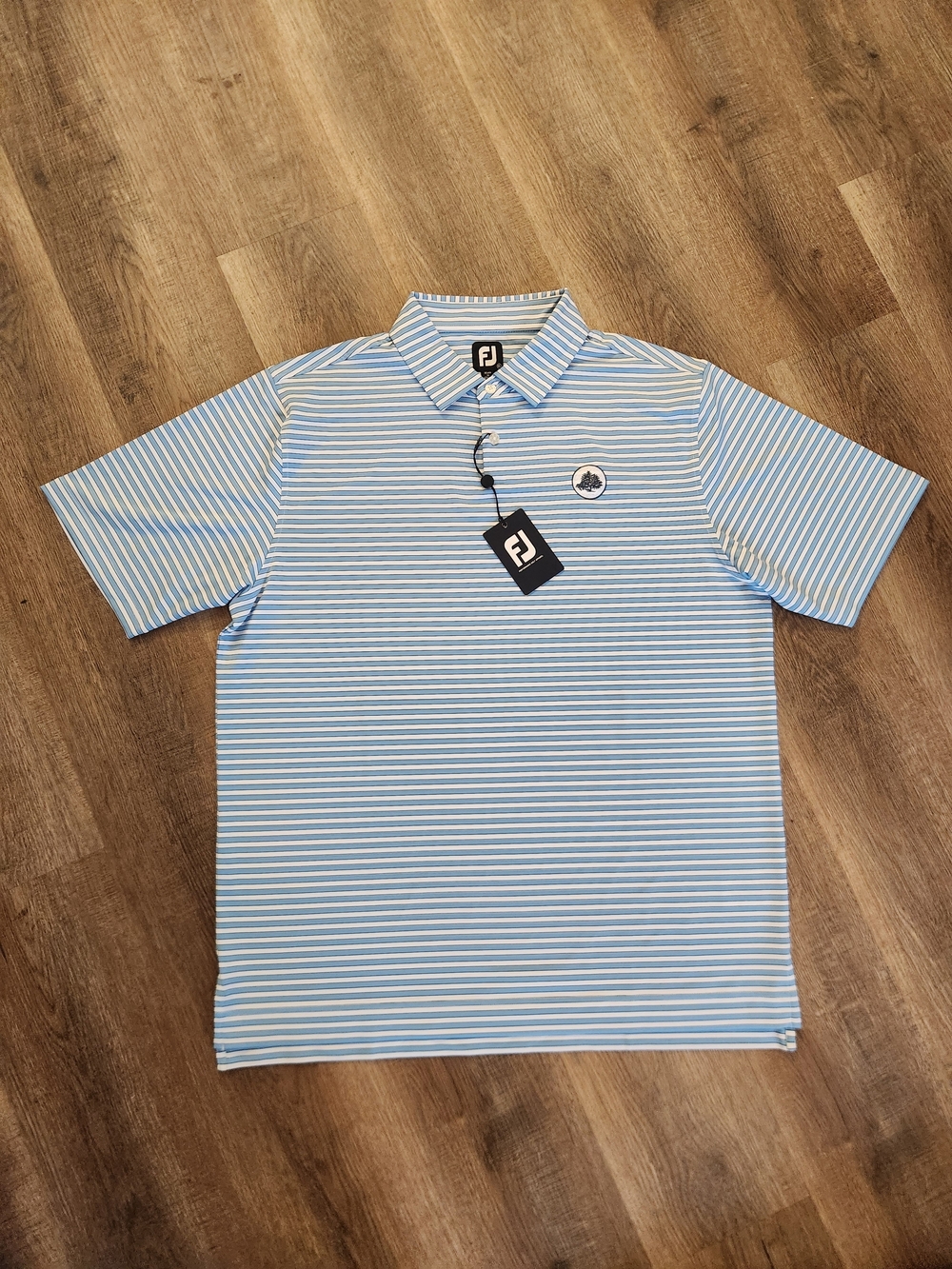 FootJoy NWT Lisle Mini Stripe Men's Golf Polo XL Blue/White Striped Wicking - Picture 2 of 10
